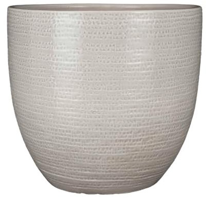 MICA Decorations Carrie Pot de Fleurs – H 32 x Ø35 cm – Terre Cuite – émaillé – Gris Clair