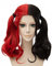 Long Cosplay Perücke für Frauen |FVCENT Blonde Schwarz und Rot mittellange lockige Pferdeschwanz Perücke Carnival Halloween Kostüm Party (Schwarz und Rot)