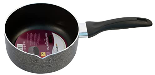 New 16CM Non Stick Milk PAN COOKWARE Black STIR Kitchen Handle Cooking Heating | Pouring SPOUT | Easy to Clean | Non Stick Coating | Boil Eggs Warming Milk