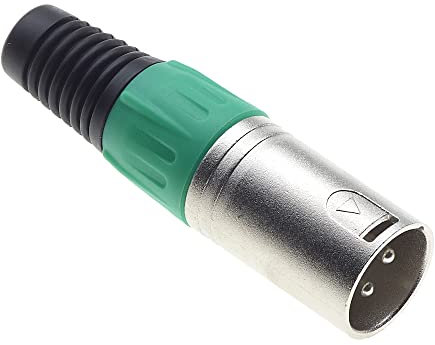 Keple Enchufe XLR De 3 Polos, Verde - Enchufe Macho para Micrófono De Audio DMX, Adaptador Mellado, Conector De Construcción Metálica con Carcasa De Plástico