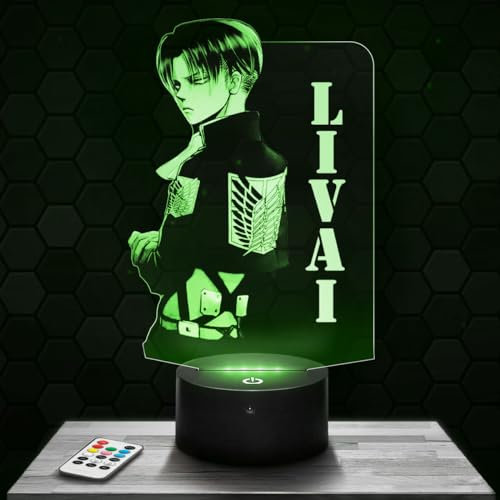 Nachttischlampe - Touch-Nachtlicht Livai - Manga 3D-LED-Lampe Illusion, Geschenkidee Weihnachten Geburtstag Junge und Mädchen Nachttischlampe Kinder- oder Erwachsenenzimmer TOP