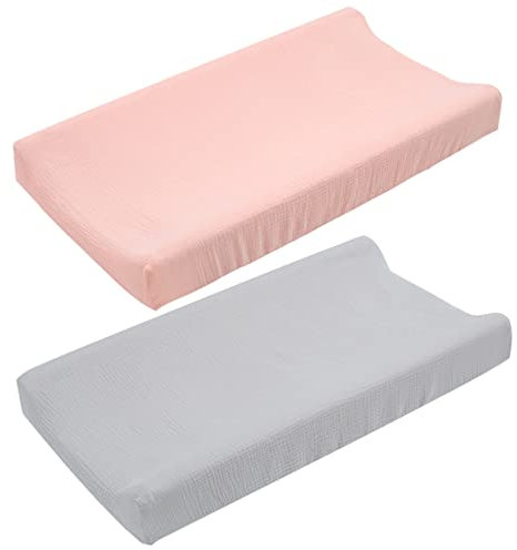 Kisangel 2stücke Wickelauflagenbezüge Baumwolle Abwaschbare Atmungsaktive Und Hautfreundliche Bezüge Für Wickeltisch Babybett Und Autositz Für Jungen Und Mädchen Hellgrau