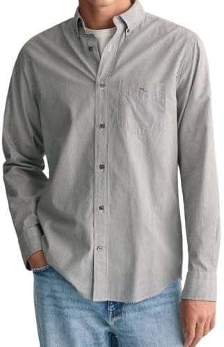 GANT Herren Reg Poplin Banker Bd Hemd, Schwarz,S