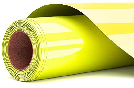Vinile Termoadesivo per Tessuti, Vinile Giallo fluo 30,5 X 305CM htv vinyl Rotolo, termovinile per tessuti il Design del Vinile di Calore per T-Shirt, Cappelli, borse, Facile da tagliare ed estirpare