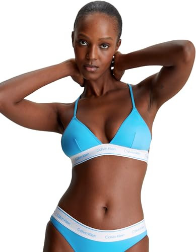 Calvin Klein Top Bikini a Triangolo Donna CK Meta Legacy senza Ferretto, Blu (Malibu Blue), XS