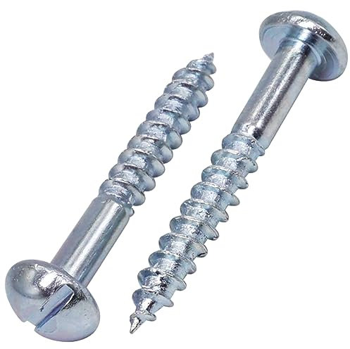 SKIR'CO (50 pièces) Vis à Bois Acier Zingué 4.0 x 30 mm, Vis à Bois Tête Ronde Fendue, Vis DIN 96