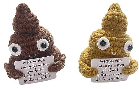 TECKI 2 Stück Mini Witzige Deko aus Wolle - Handgefertigter, Positive Motivation, Mutmacher Gadgets, Motivationsgeschenke, Anti Stress Geschenke für Frauen Best Friends Kollegen Family