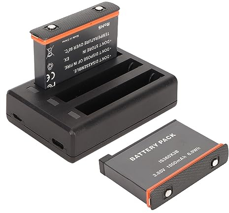 Action Kamera Akku, 2 X 1800 MAh Wiederaufladbarer Akku mit 3 Kanal Schnellladestation, Ladegerät und Ersatzakkus für Insta 360 X3 Sportkamera
