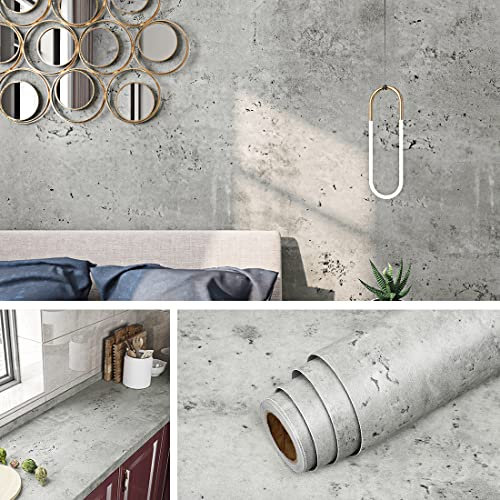 Livelynine Klebefolie Küche Betonoptik Grau 40CMx5M Abwaschbar Folie Arbeitsplatte Küche Grau Selbstklebende Folie Betonoptik Schlafzimmer Esszimmer Wohnwand Möbelfolie Selbstklebend Küchenschränke