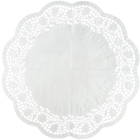 Zenker Lot de 30 napperons dentelle en papier ronds 36 cm pour pâtisserie | Présentation nette sur plateau, Lot de 30 pour servir plusieurs desserts, Papier blanc léger, Grand format 36 cm