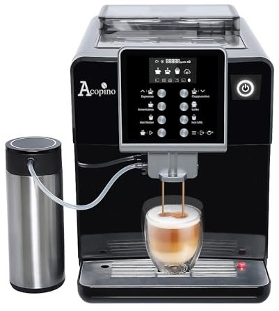 Acopino Kaffeevollautomat Clivia One Touch schwarz /,Espressomaschine mit Milchfunktionen für Kaffeevariationen