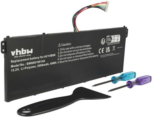 vhbw Batterie Compatible avec Acer Aspire 7 A715-72G-56SS, A715-72G-75RS, A717-71G-501X Ordinateur Portable (3000mAh, 15,2V, Li-polymère)
