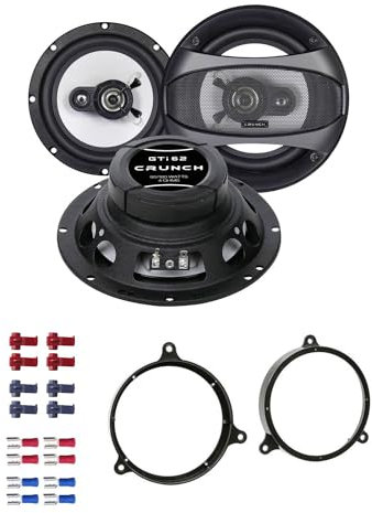 Crunch GTI62 Lautsprecher mit Einbauset passend für Toyota Corolla E12 2002-2007 Türen hinten 360 Watt 165mm 2 Wege Koax