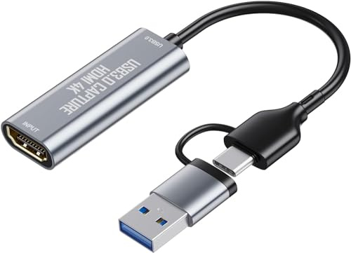 VIXLW HDMI Capture Card, 4K HDMI to USB/USB-C Capture Device, USB3.0 Video Capture Card for Streaming and Recording, Work with Windows/Mac OS/OBS, for Live Broadcast PS4/5 Switch Gaming Streaming
