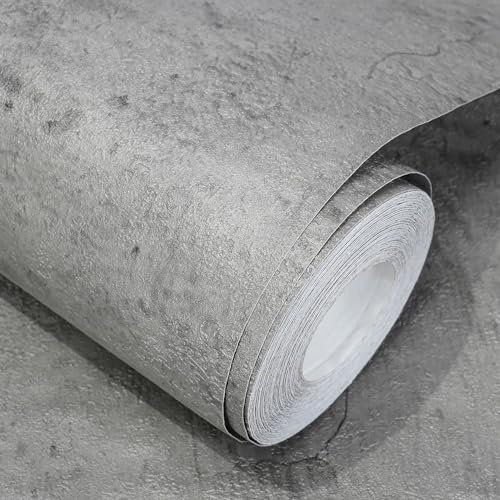 WADILE Betontapete Zement-Kontaktpapier 3D Matt Strukturiert 40 x 300 cm Tapete zum Abziehen und Aufkleben, Selbstklebend Wasserdicht und Entfernbar, Hellgrau