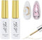 EONFAVE Liner Nail Gel Polish Set - 2PCS Gold & Silver Chrome Gel Nail Polish Liner Metallic Effect - Liner Painted Gel for Metal Liner Drawing and Nail Color Painting - UV Liner Nail Gel