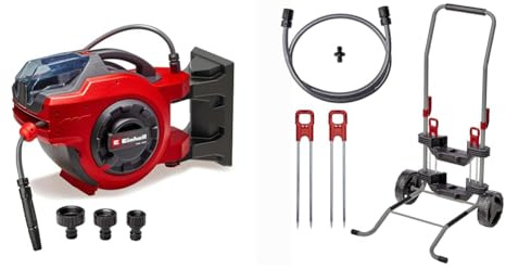 Einhell Akku-Schlauchtrommel GE-HR 18/30 Li-Solo Power X-Change (18 V, autom. Schlauchaufwicklung, bis 180° schwenkbar, 30 m Gartenschlauch & -spritze, ohne Akku, inkl. Schlauch- & Transportwagen)