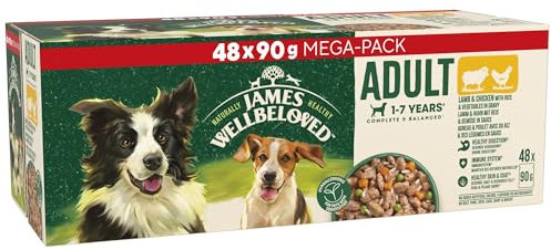 James Wellbeloved Adult Hundefutter mit Lamm im Soßenbeutel, 48 x 90 g