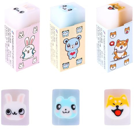 ZXUPOI 3 Stück Radiergummi Set, Tier Design, Mitbringsel Kindergeburtstag Posten, Für Kinder Schulbedarf Schreibwaren