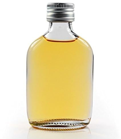 50ml Small Glass Bottles with Screw Top Lids - Mini Hip Flask Bottle Zam Zam & Wedding Favours (Silver Cap, Pack of 12)