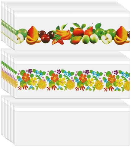 Bigqin 30 Stück Fenster Fliegenfalle, Fenster Fliegenfänger für Innenbereich, Blumen Obst Transparent Fly Trap Fenster Klebestreifen Klebefalle für Fliegen Fruchtfliegen - 21x7 cm