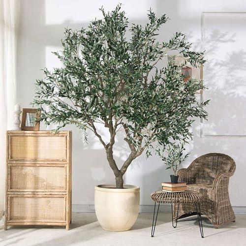 Künstlicher Olivenbaum, hohe künstliche Olivenbaumpflanzen, künstlicher Olivenbaum aus Seide mit Zweigen und Früchten für die Dekoration im Zuhause, Büro, Schlafzimmer, Foyer(0.6m/23.6in/2.0ft)