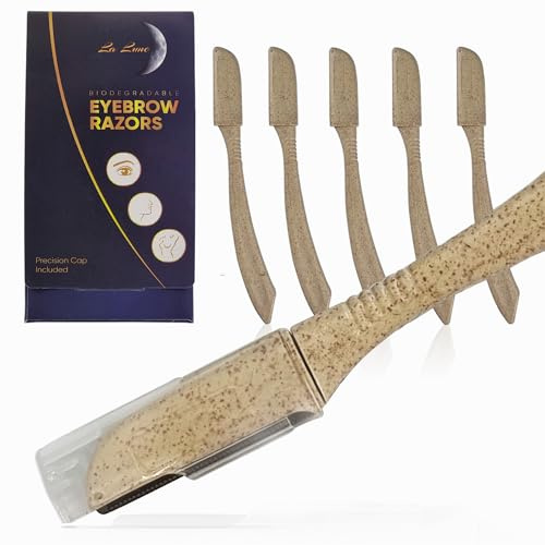 Dermaplaning Blades For Face, 6 Eyebrow Razors Biodegradable, Facial Hair Remover and Trimmer with Precision Cap, Exfoliating Dermaplaning Tool for All Skin Type
