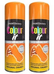 SDMAX Orange Gloss Spray Paint, Smooth Finish, Quick Drying, Long Lasting, Non-Cracking, Easy To Use, Lightweight And Portable, Interior And Exterior Use, 400ml (2PCS)