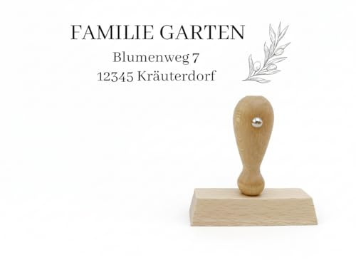 Adressstempel - Garten | personalisierter Stempel mit Adressen | Briefstempel mit Zweig | Geschenkidee zum Einzug/Umzug | Format 20x70mm