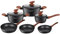 FLORINA MASTER BLACK Juego de Ollas y Sartenes | Set 6 piezas | Aluminio de calidad | Tapas de vidrio templado | Inducción, gas, eléctrico, cerámica | Lavavajillas | Juego completo de cocina