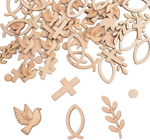 Frogetu Streudeko Taufe,60 Stück Holz Streudeko Taufdeko,Tischdeko Taufe,Holz Taufe Deko Junge,Taufedeko Junge,Deko Taufe Mädchen,Streudeko Kommunion Firmung Kommunion Babyshowerparty Geburtstag