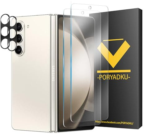 JZG Screen Protector for Samsung Galaxy Z Fold 5 + Camera Lens Protecter, HD Clear, Case Friendly, Anti-Fingerprint, 2+2 Pack