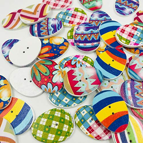 DazzJoy Ostereier Ostern Deko Holz Konfetti Groß 3×2,3cm, 50 Stk Holzeier Deko Ostern Streudeko, Oster Deko, Tischdeko Ostern Frühling Party Deko,Osterdeko Holz Eier, Bunt Osterkonfetti,Ostern Basteln
