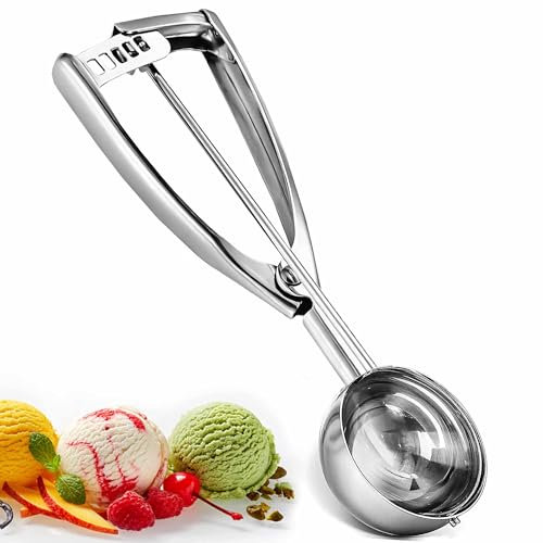 Ice Cream Scoops with Easy Trigger - Large Sized (6.3cm) 304 Stainless Steel Cookie Scoop for Meatballs, Mellon Balls, Mashed Potatoes and Muffins