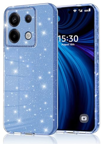 Custodia Silicone TPU Anti Impronta per Xiaomi Redmi Note 13 Pro 5G / Poco X6 Glitter Blu Sottile Antiurto Antigraffio