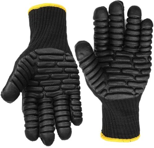 Anti Vibration Work Gloves Anti-Vibration Power Tools Vibration Reducing Gloves Shock Absorption Safety Mechanic Work Protective Gloves Black (Medium [Size 8])