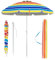 RELAX4LIFE Sonnenschirm Strand, Sonnenschutz, UPF 50+, Strandschirm Windfest Stabil, Ø 198 cm Rund Gartenschirm, Marktschirm 30° knickbar, Terrassenschirm mit Bodenhülse & Schutzhülle (Bunt)
