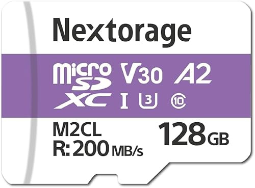 Nextorage microSDXC UHS-I 128GB Speicherkarte, japanische speicherkarte datenspeicher, Bis zu 200 MB/s Lesen, V30 U3 Karte für Gaming, Drohnen, Action-Cams, Android & Dashcams M2CL NX-M2CL128G
