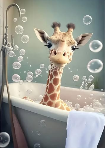 DPIDEA Diamond Painting Giraffe, Diamant Painting Bilder 5D Diamond Painting Erwachsene Giraffe badet DIY Diamant Malerei Runde Steine 30x40 cm