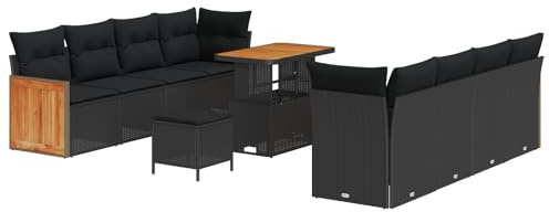 vidaXL Gartensofa-Set 11 STK. 10-Sitzanzahl Schwarz