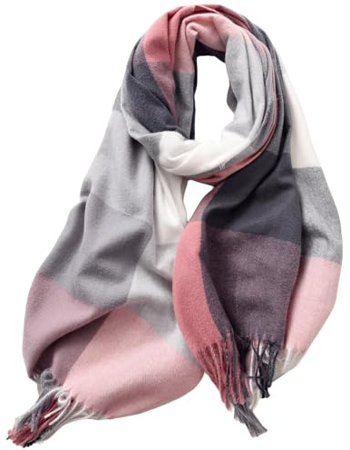 Lykofudi Schal Damen - Winter Warm Karierte Schals, Große Weiche Dicke Tücher Und Wraps Winterschal Damenschal Frauen Deckenschal Halstuch Mit Quasten 200×65 CM