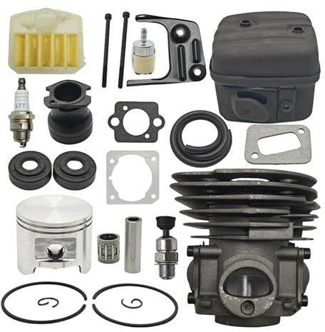 Kit de filtro de aire de escape de pistón de cilindro de 45 mm for motosierra de gasolina profesional Husqvarna 353 346XP 350.