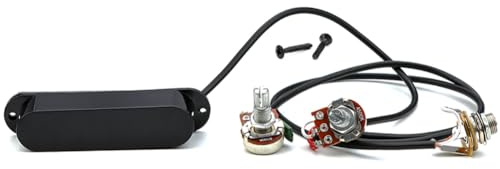 Rersduyt Closed Single Coil Pre-Wired Pickup Harness with Volume Control for Electric Guitar Black Guitar Pickup with Line