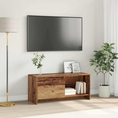 ULUYYUC TV Schrank Altholz Holzwerkstoff 90 x 35 x 40 cm Modernes Design mit Modular Regalsystem Robust und Langlebig für Wohnzimmer