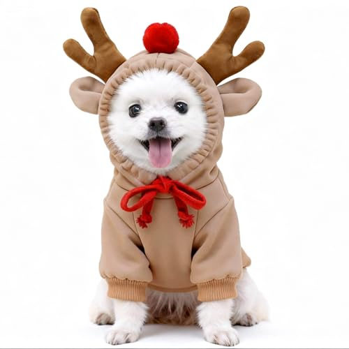 Hund Weihnachten Kostüm Hoodie,Elch Hunde Weihnachtskostüm,Warme Hundekostüm Weihnachten,Hundemantel Weihnachtens Kostüm,Kostüme Für Kleine Mittel Große Und Kleine Hunde Katzen Und Haustiere M