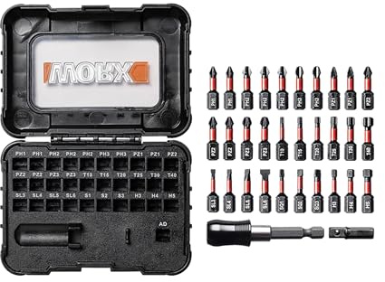 WORX WA1165 Impact Schrauber-Bit-Set 32-tlg., für Heimwerker & Profis | Universelle Kompatibilität, langlebiger gehärteter Stahl, Schlagschrauber geeignet, inkl. Aufbewahrungsbox