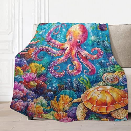 Sofadecke Kraken Und Schildkröten Decke Flanell Kuschelige Kuscheldecken Dekoration Decken Für Büro Bett Winter M