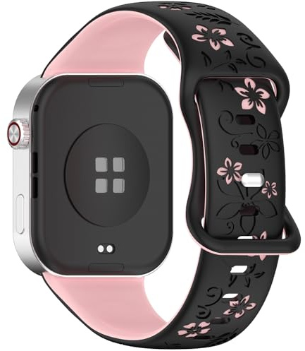 PKQTOP Flower Ersatzarmband für Redmi Watch 4 / Watch 5 / Watch6, Sport Armband Uhrenarmband, Silikon Armbänder für Xiaomi Smart Band 8 Pro / 9Pro / 10 Pro