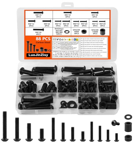 88 Stk für VESA Schrauben Set, M4 M5 M6 M8 Universal Fernseher TV | Wandhalterung Schrauben für TV Ständer Monitorständer Mounting Hardware,Bis Zu 80 Zoll,mit Abstandshalte Unterlegscheiben