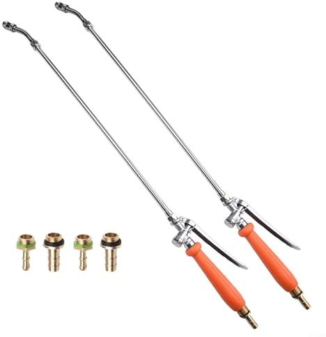 Lancia spruzzatrice in metallo da 73,66 cm con ugello di ricambio in ottone con raccordo a spine, spray in acciaio inox per tubo da giardino da 3/8 e 1/4 pollici, arancione e argento, irrigazione